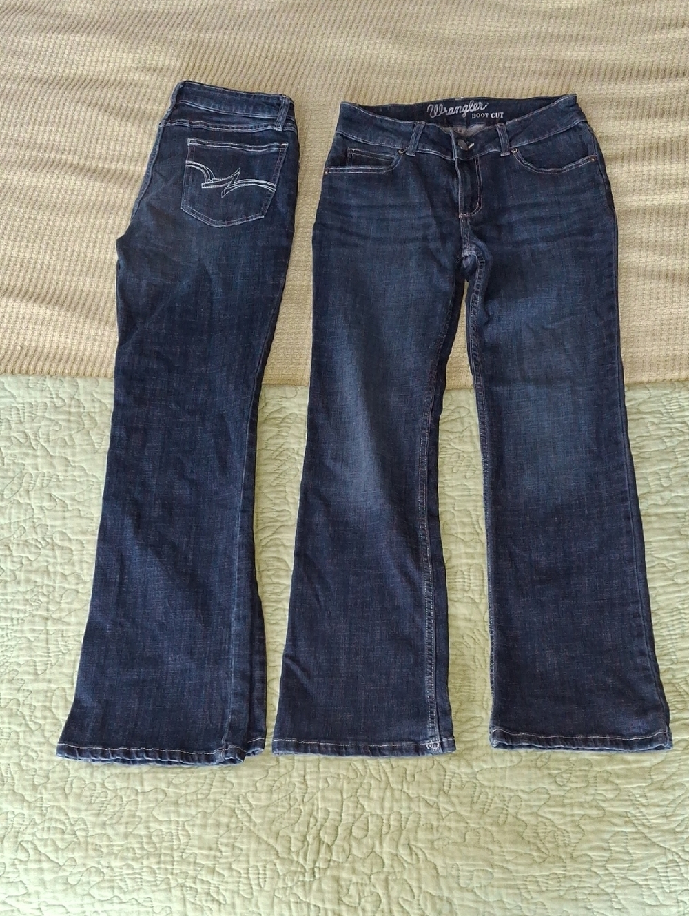 2 Pair Wrangler Junior's 5 X 30 Boot Cut Embroidered Jeans